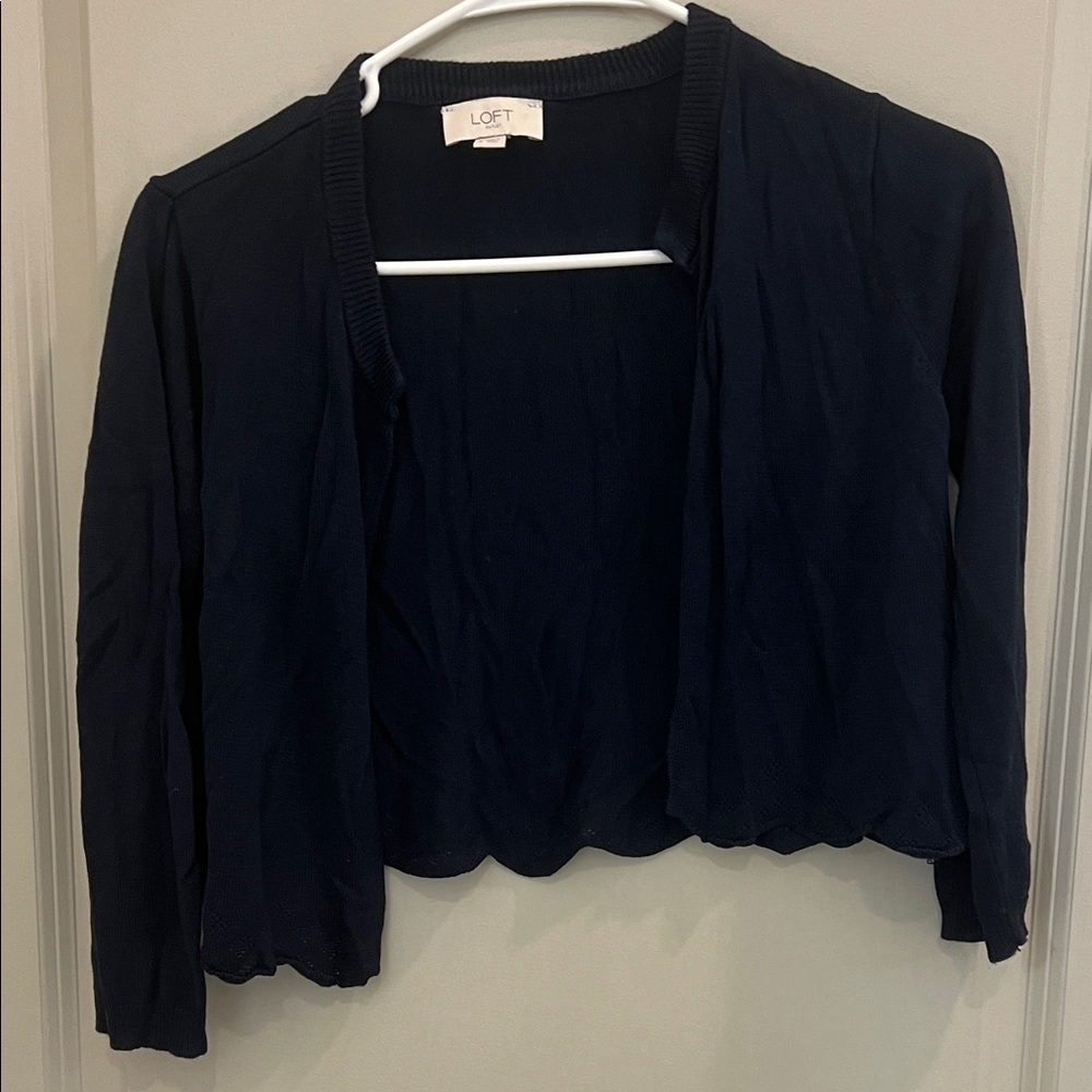 LOFT Dark Blue Open Front Cardigan